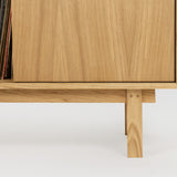 Minimalist oak cabinet for vinyl records & turntable