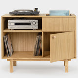 Minimalist oak cabinet for vinyl records & turntable