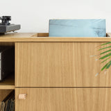 Minimalist oak cabinet for vinyl records & turntable
