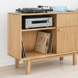 Minimalist oak cabinet for vinyl records & turntable