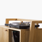 Compact oak stand for vinyl records & turntable