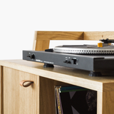 Compact oak stand for vinyl records & turntable