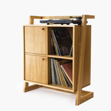 Compact oak stand for vinyl records & turntable