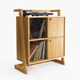 Compact oak stand for vinyl records & turntable